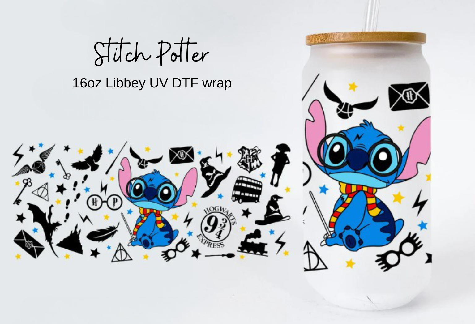 Stitch Potter Cup Wrap [UV DTF - 16oz Libbey Glass Can]