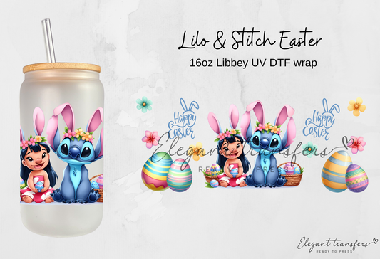 Lilo & Stitch Easter Wrap [UV DTF - 16oz Glass Can] | Ready to Apply | Physical Product | Transfer |