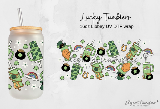 Lucky Tumblers Wrap [UV DTF - 16oz Glass Can] | Ready to Apply | Physical Product | Transfer |