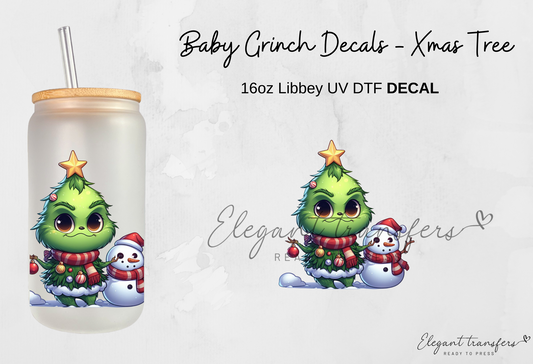 Baby Grinch Decals - Collection #1 [EXCLUSIVE UV DTF - 16oz Glass Can] | Ready to Apply | Physical Item