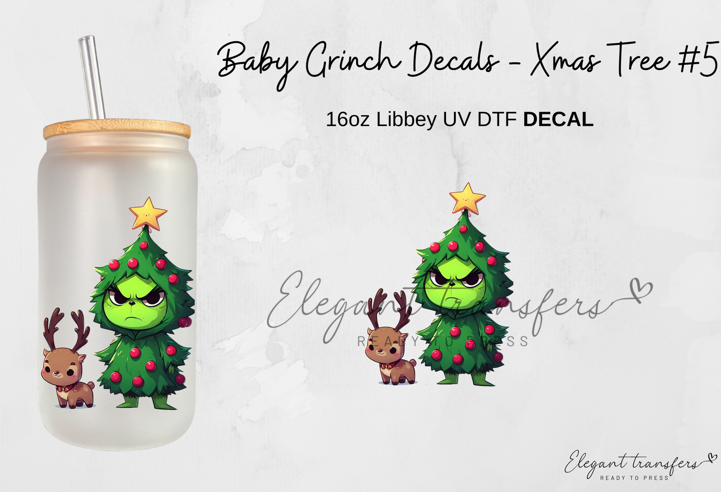 Baby Grinch Decals - Collection #1 [EXCLUSIVE UV DTF - 16oz Glass Can] | Ready to Apply | Physical Item