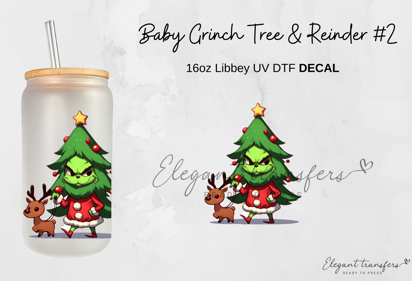 Baby Grinch Decals - Collection #1 [EXCLUSIVE UV DTF - 16oz Glass Can] | Ready to Apply | Physical Item