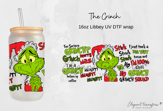 Grinch UV DTF Cup Wrap