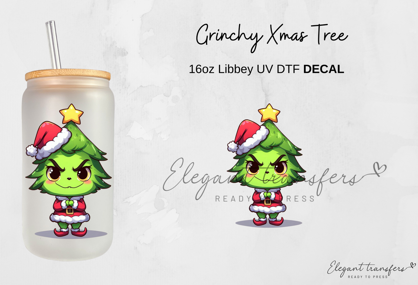 Baby Grinch Decals - Collection #1 [EXCLUSIVE UV DTF - 16oz Glass Can] | Ready to Apply | Physical Item