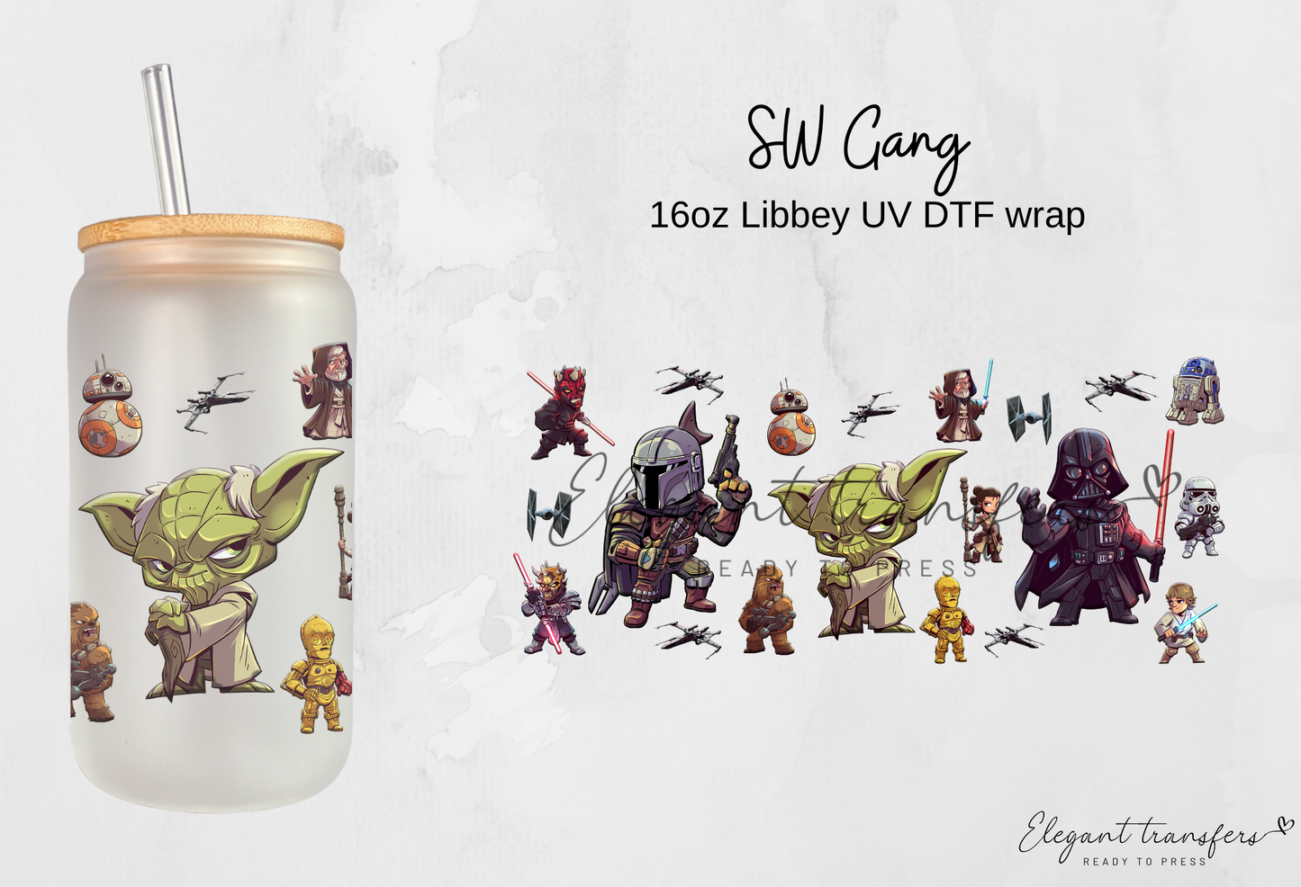 SW Gang Wrap [UV DTF - 16oz Libbey Glass Can] | Ready to Apply | Physical Product | Transfer