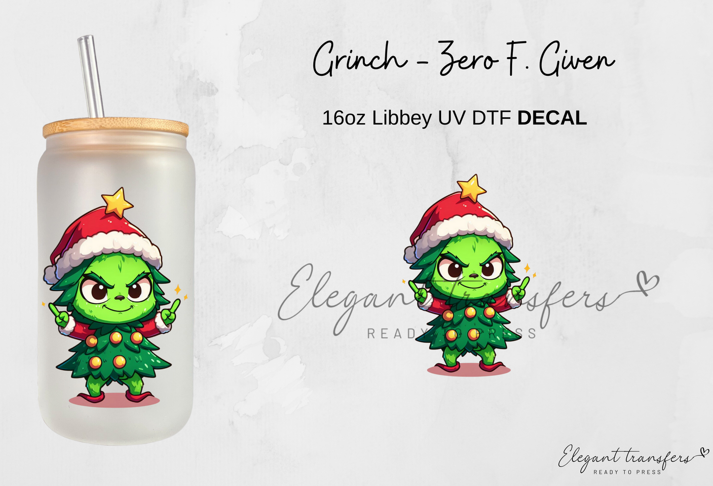 Baby Grinch Decals - Collection #2 [EXCLUSIVE UV DTF - 16oz Glass Can] | Ready to Apply | Physical Item
