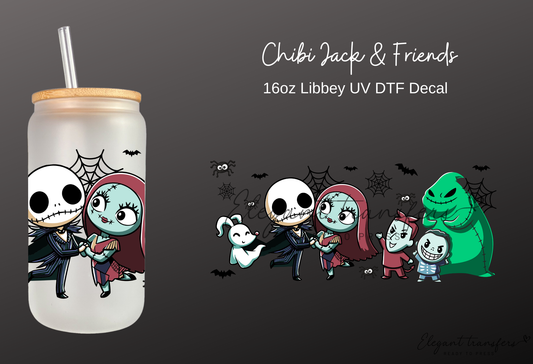 Chibi Jack & Friends Wrap [UV DTF - 16oz Libbey Glass Can] | Ready to Apply | Physical Product | Transfer