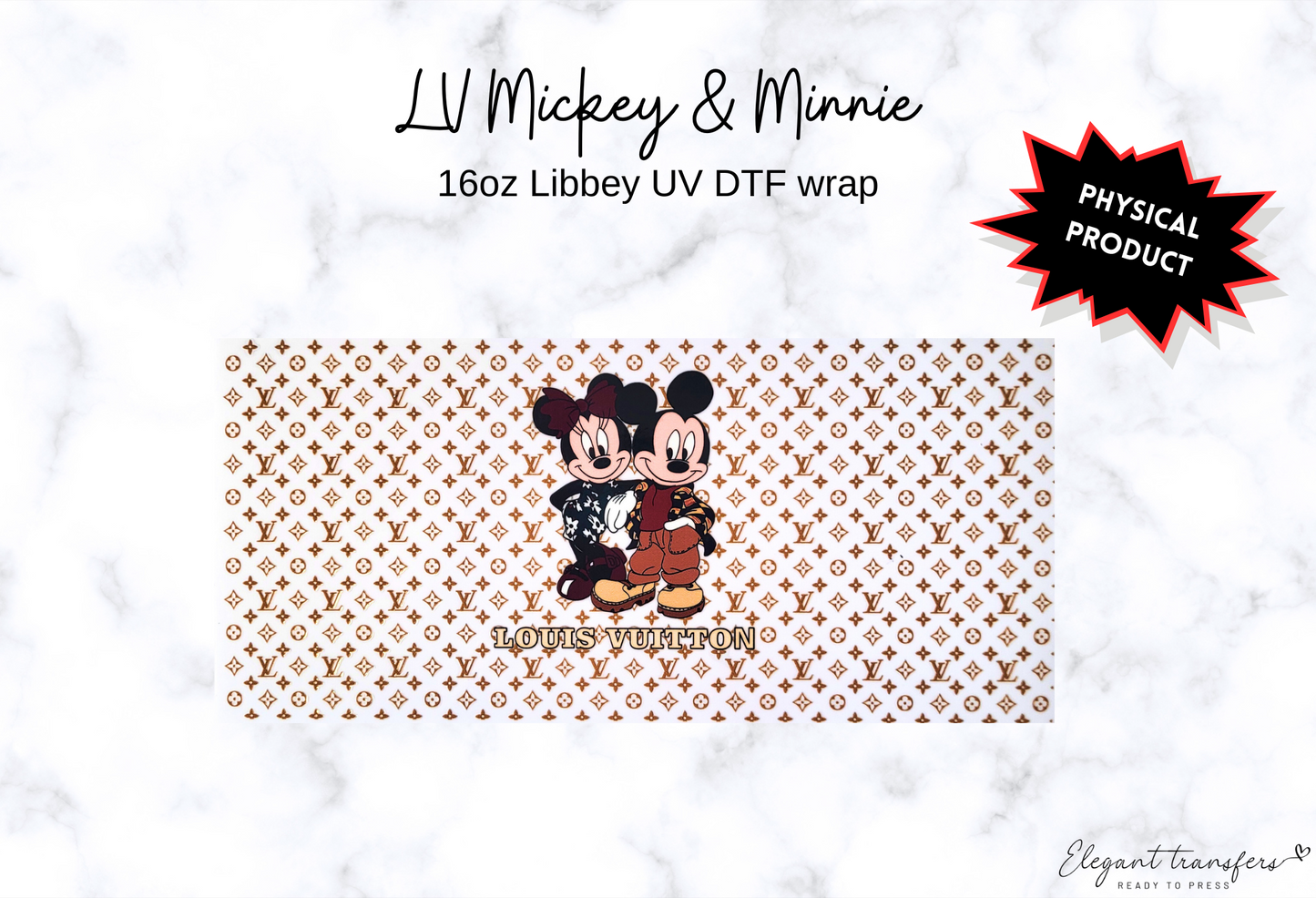 LV Mickey & Minnie Wrap [UV DTF - 16oz Libbey Glass Can] | Ready to Apply | Physical Product | Transfer