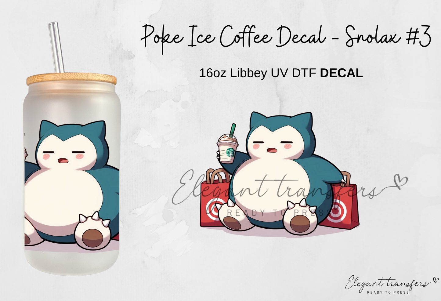 Poke & Coffee Decals Collection [EXCLUSIVE UV DTF - 16oz Glass Can] | Ready to Apply | Physical Item
