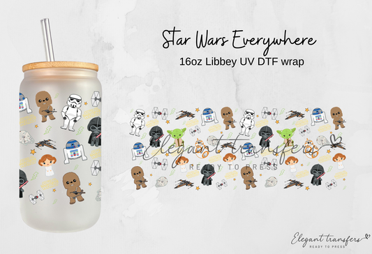 Star Wars Everywhere wrap [UV DTF - 16oz Libbey Glass Can] | Ready to Apply | Physical Product