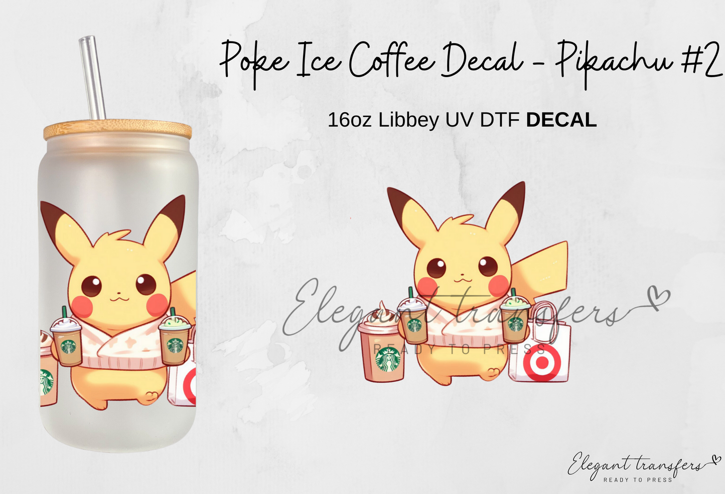 Poke & Coffee Decals Collection [EXCLUSIVE UV DTF - 16oz Glass Can] | Ready to Apply | Physical Item
