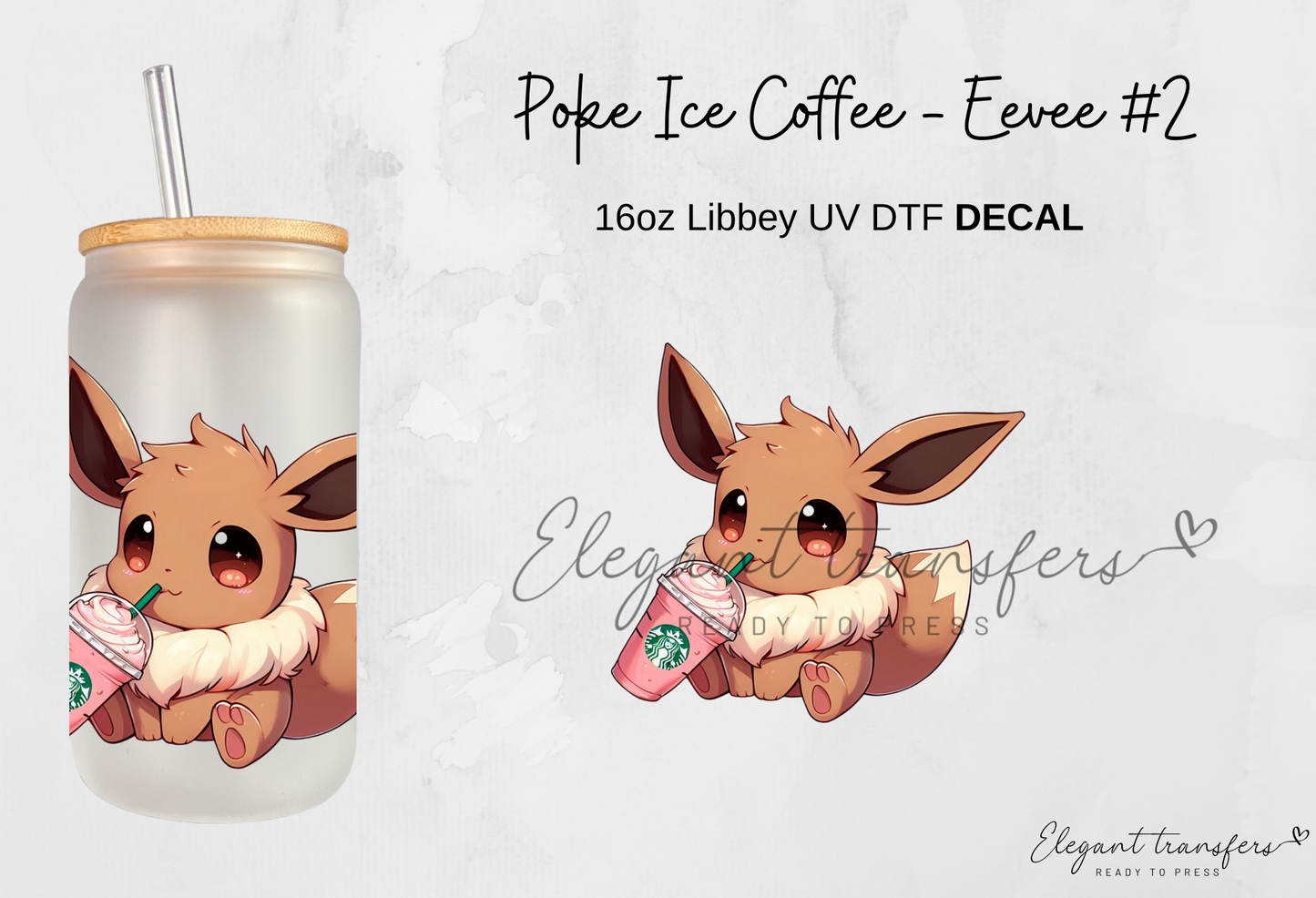 Poke & Coffee Decals Collection [EXCLUSIVE UV DTF - 16oz Glass Can] | Ready to Apply | Physical Item