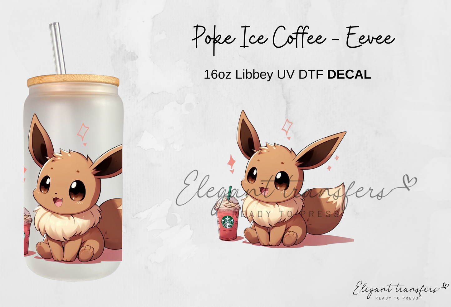 Poke & Coffee Decals Collection [EXCLUSIVE UV DTF - 16oz Glass Can] | Ready to Apply | Physical Item