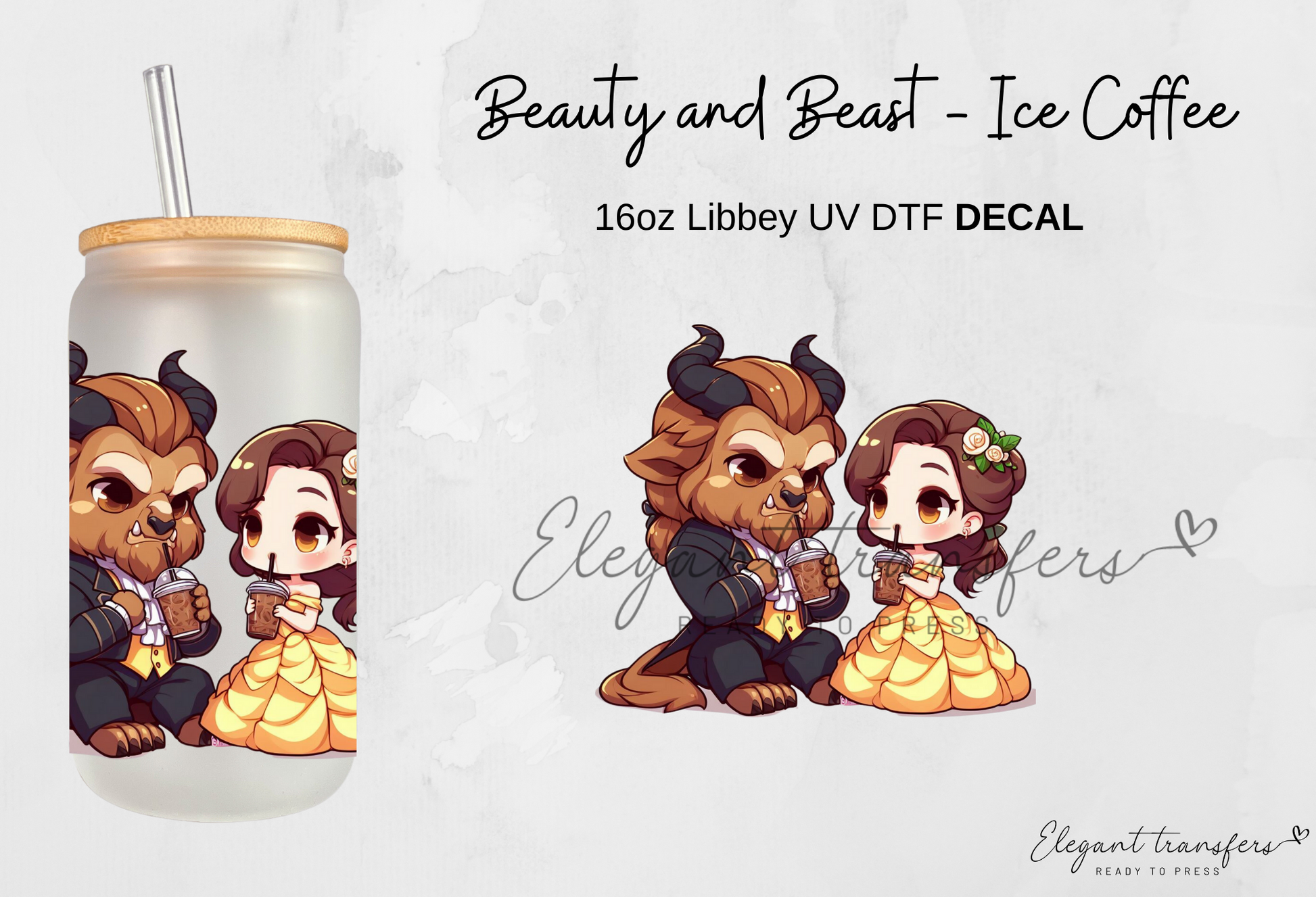 Beauty & Beast Decals Collection [EXCLUSIVE UV DTF - 16oz Glass Can]