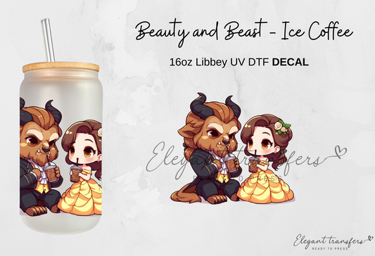 Beauty & Beast Decals Collection [EXCLUSIVE UV DTF - 16oz Glass Can] | Ready to Apply | Physical Item