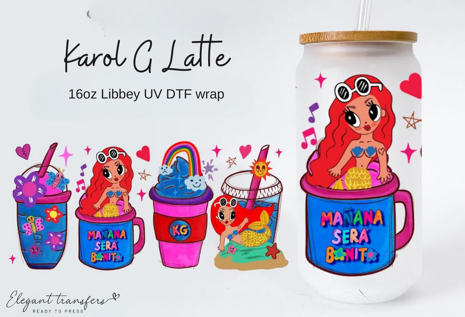 Karol G. Coffee Cup Wrap [UV DTF - 16oz Libbey Glass Can]