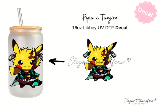 Pika x Slayer Anime Decals [UV DTF - 16oz Glass Can] | Ready to Apply | Physical Product | Transfer