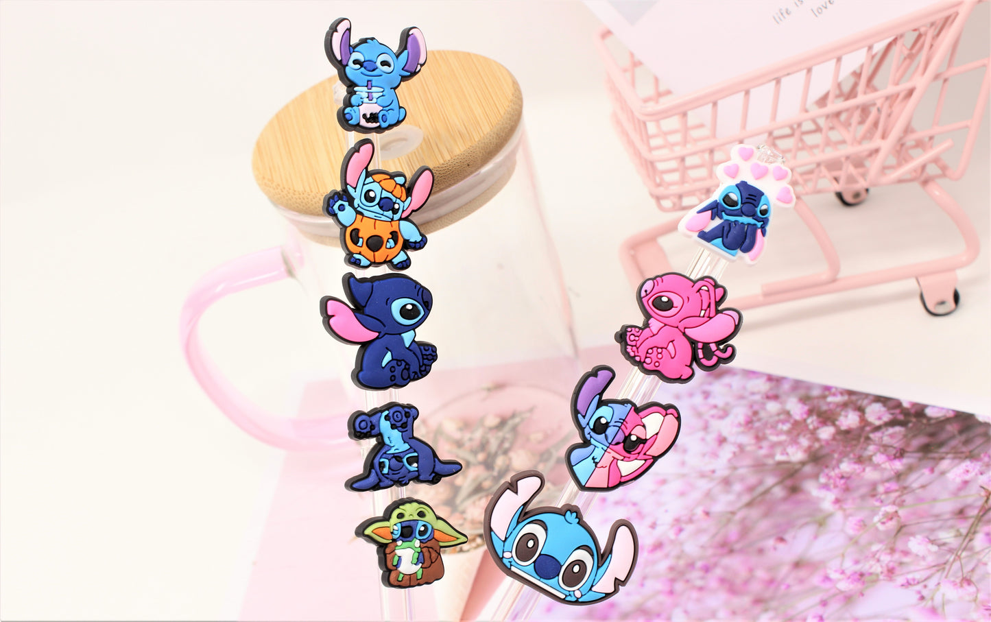 Stitch Straw Lid Disney Character Straw Topper Tumbler Decoration Party  Gift Loot Bag Cruise Fish Extender Ready to Ship 