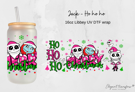 Jack - Ho ho ho Wrap [UV DTF - 16oz Libbey Glass Can] | Ready to Apply | Physical Item