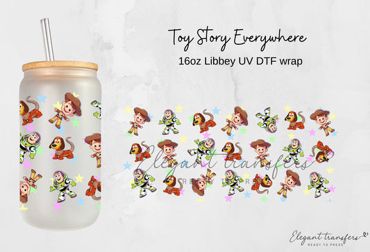 Toy Story Everywhere Wrap [EXCLUSIVE UV DTF - 16oz Libbey Glass Can] | Ready to Apply | Physical Product