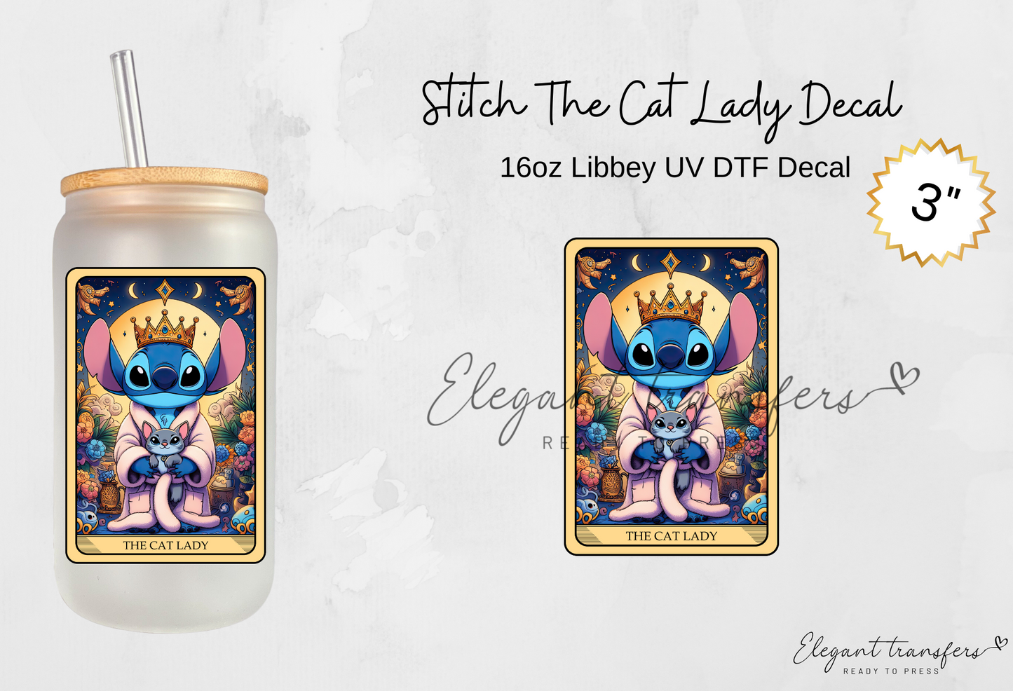 Stitch Tarot Cards 3 inch Decal [UV DTF] | Ready to Apply | Physical Product | Transfer
