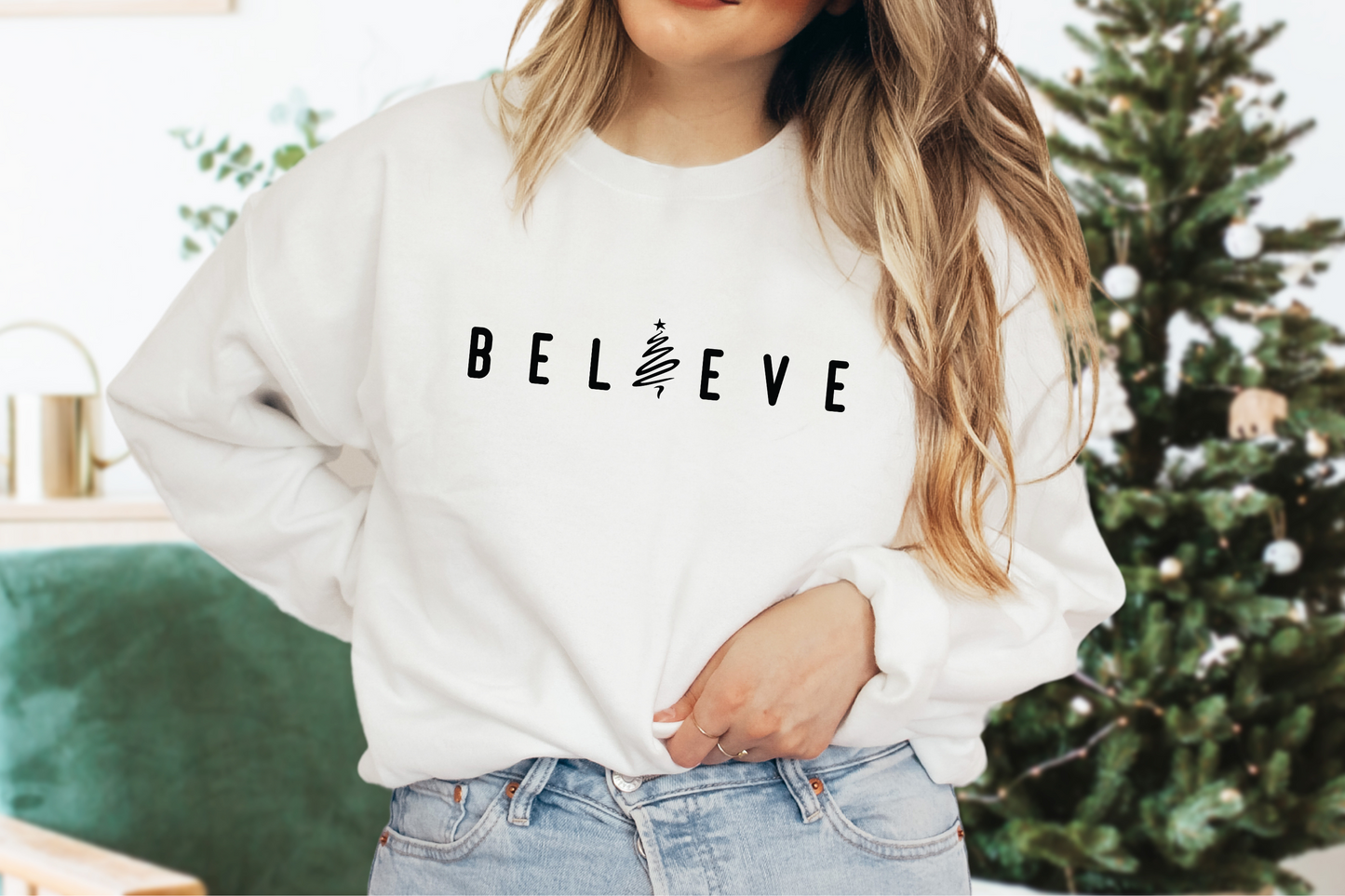 Believe Christmas Tree [Screen Print] | Ready to Apply | This is a Physical Product | Transfer |