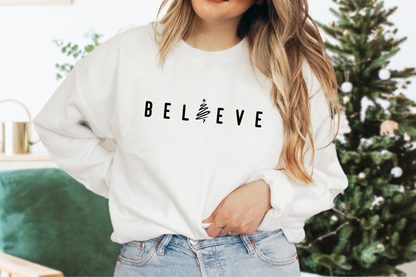 Believe Christmas Tree [Screen Print] | Ready to Apply | This is a Physical Product | Transfer |