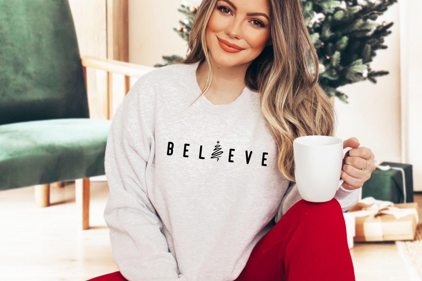 Believe Christmas Tree [Screen Print] | Ready to Apply | This is a Physical Product | Transfer |