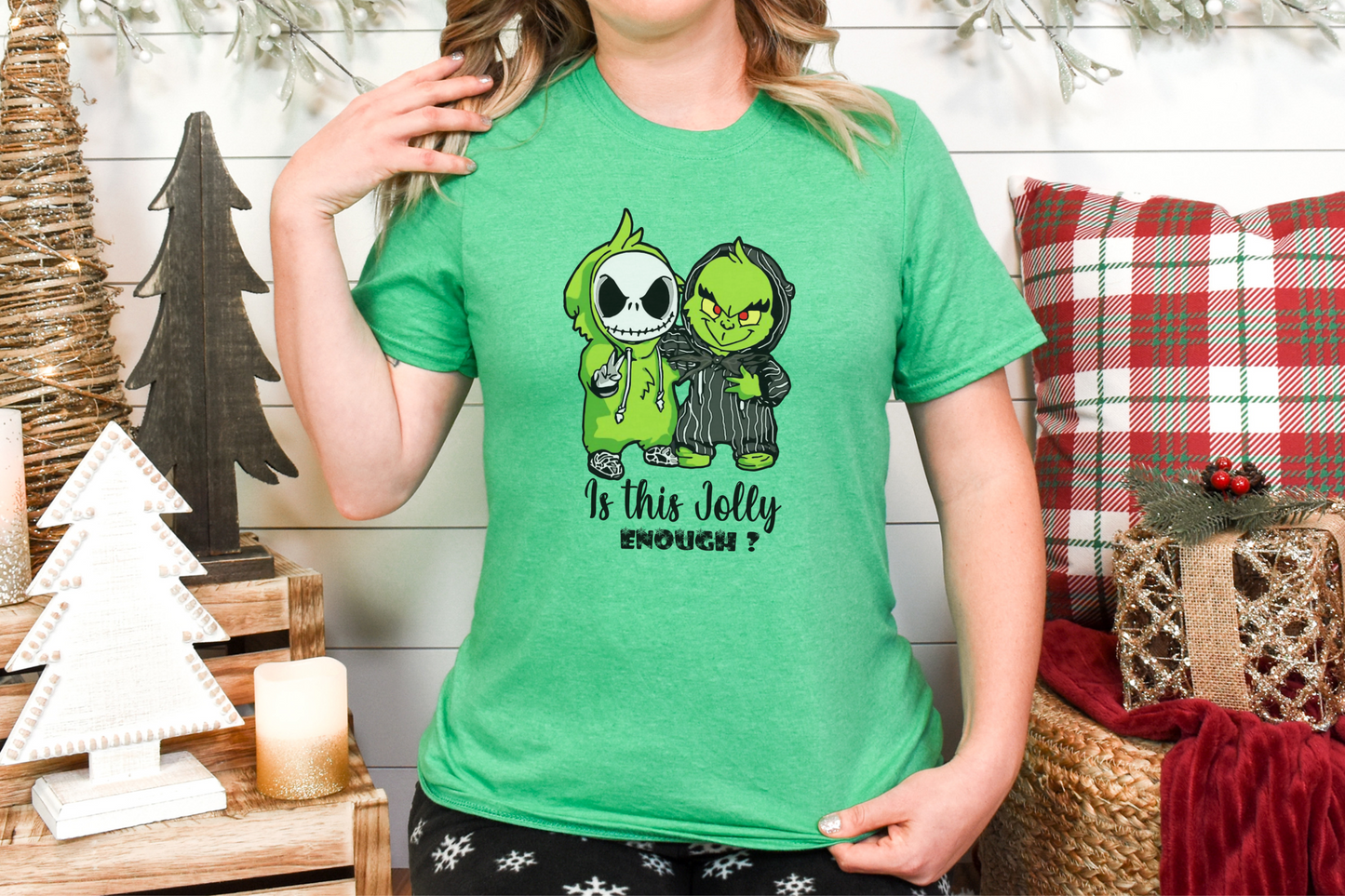 Grinch and Jack Nightmare - Is it jolly enough? [DTF] | Ready to Apply | This is a Physical Product | Transfer |